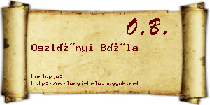 Oszlányi Béla névjegykártya
